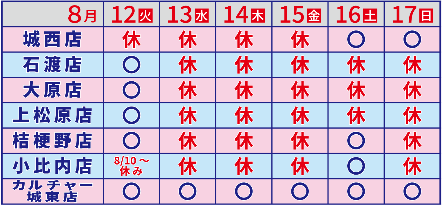 お盆の営業